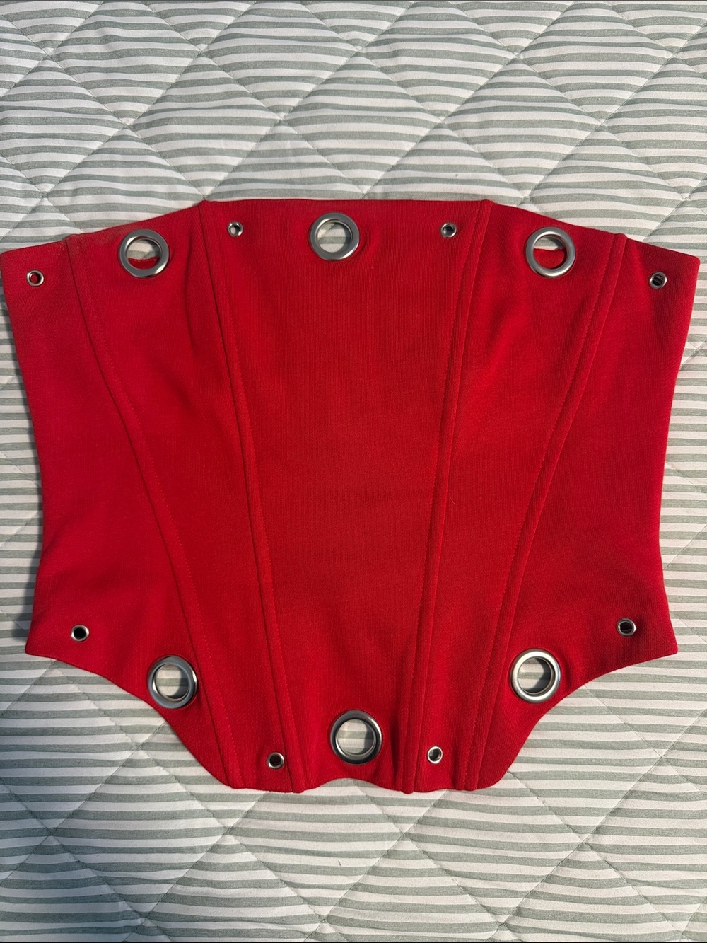 AKIRA Red Corset-Style Crop Top with Silver Grommets
